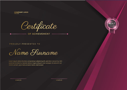 Black an pink certificate template with luxury pattern,diploma,Vector illustration and vector Luxury premium badges design,Set of retro vintage badges and labels.