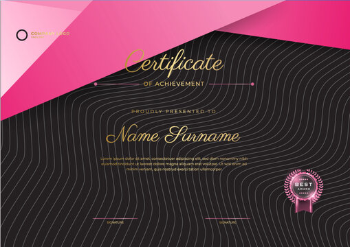 Black an pink certificate template with luxury pattern,diploma,Vector illustration and vector Luxury premium badges design,Set of retro vintage badges and labels.