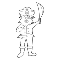 Coloring book for kids, cartoon pirate. Vector isolated on a white background.