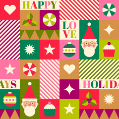 Symbol geometric elements seamless square pattern design for christmas and new year celebration.