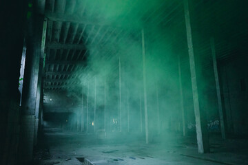 Green smoke, old factory
