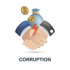 Corruption icon. 3d illustration from crime collection. Creative Corruption 3d icon for web design, templates, infographics and more