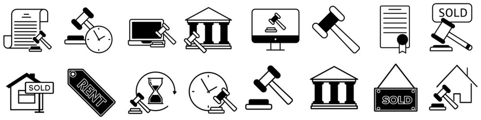 Auction icon vector set. bargaining illustration sign collection. sold symbol or logo.