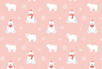 seamless pattern with a set of polar bears and snowflakes for banners, cards, flyers, social media wallpapers, etc.