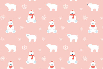 Obraz premium seamless pattern with a set of polar bears and snowflakes for banners, cards, flyers, social media wallpapers, etc.