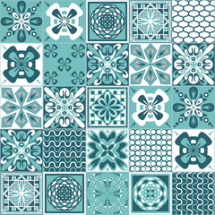 Azulejo talavera ceramic tile portuguese vintage pattern, vector illustration
