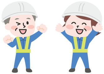 ヘルメットをかぶった作業員 