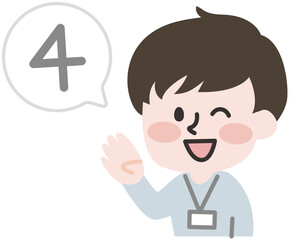 数を数える私服の男性スタッフ