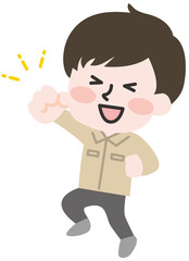 作業着のジャケットを着たスタッフさん 