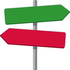 crossroads with two signs representing a decision, choosing between two options