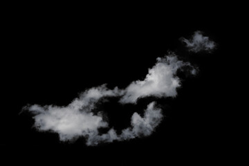 white fluffy clouds isolated on a black background, clipart