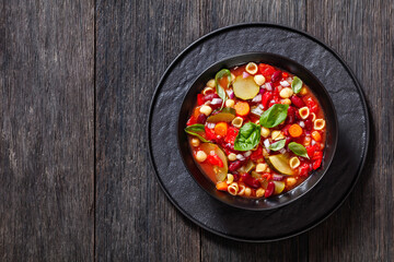 italian minestrone with beans, zucchini and pasta