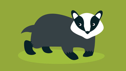 Badger, front view, illustration, vector