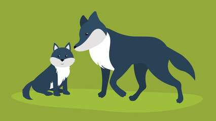 Wolf and little cub, illustration, vector