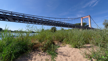 Dry Loire riverbed and Cosne-Cours-sur-Loire bridge