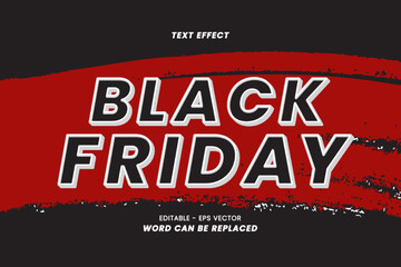 Fototapeta na wymiar Editable Text Effect - Black Friday with Modern Theme Red Black Background