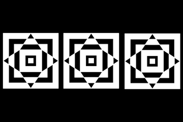 Vector image of three white squares with perspective inside
