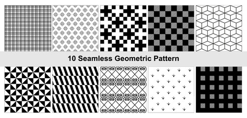10 Geometric pattern in black white.