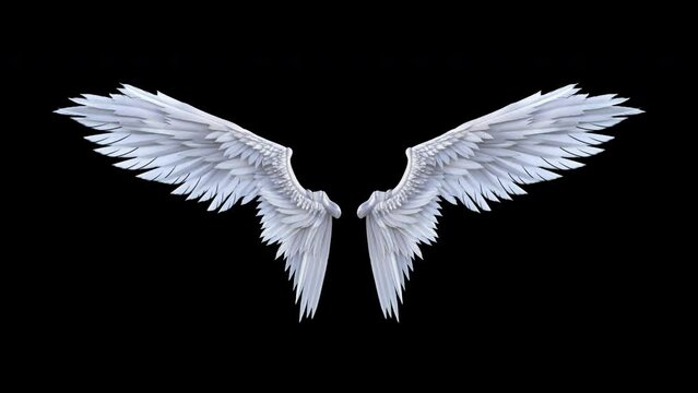 Flapping angel wings - 3d render looped with alpha channel.