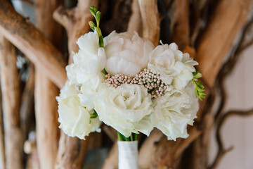 Wedding details, hands, ring exchange, champagne glasses, ring box, wedding bouquet