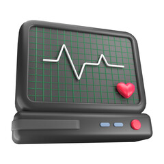 ecg monitor heartbeat 3D