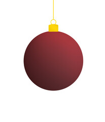 Hanging red christmas ball isolated on white background