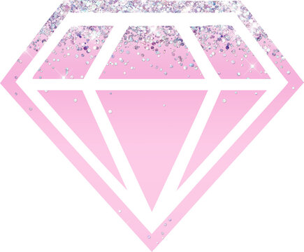 Pink Diamond With Sparkling Glitter Decoration. PNG File With Transparent Background