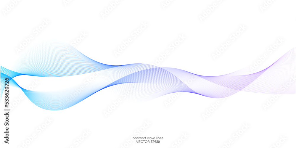 Poster vector wave lines smooth flowing dynamic blue purple pink gradient isolated on white background for 
