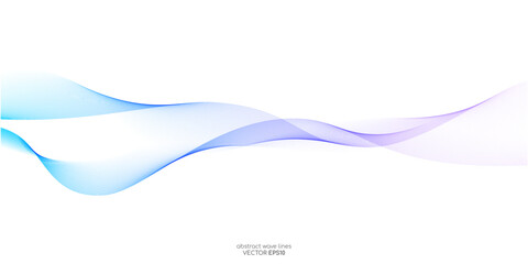 Vector wave lines smooth flowing dynamic blue purple pink gradient isolated on white background for concept of technology, digital, communication, science, music