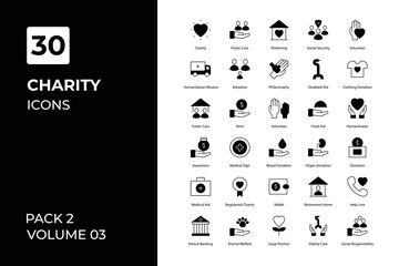 Charity icons collection. Set vector line with elements for mobile concepts and web apps. Collection modern icons.