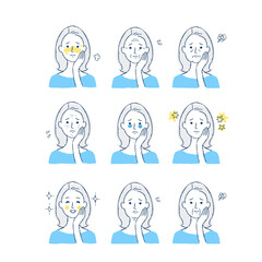 女性の肌トラブル　バリエーションセット