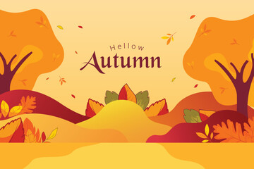 Hello autumn landscape seasonal background 