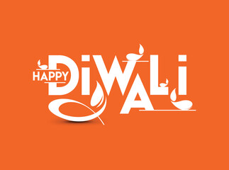 Happy Diwali text design. Abstract vector illustration.