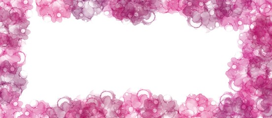 pink flower frame with alcoholic ink with space for text