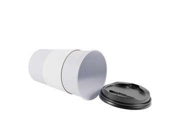 Blank paper coffee cup. Open paper cup. Realistic 3d render mockup