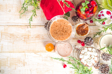 Set of different christmas drinks