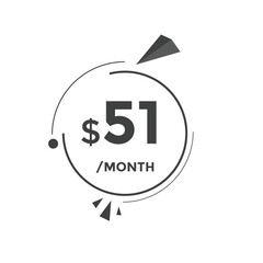 Monthly 51 Dollar price tag or sticker. one dollars sales tag. shopping promotion marketing concept. sale promotion Price Sticker Design
