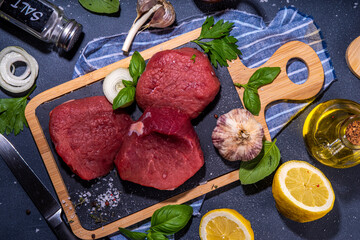 Raw beef steak cooking background