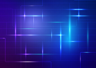 Neon Glow Blue and Purple Lines Pattern Graphic Design Futuristic Technology Abstract Background