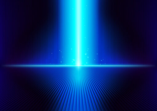 Hi-tech Elegant Neon Glow Backdrop Blue Vertical Lines, Light Ray Futuristic Landscape Technology Abstract Background