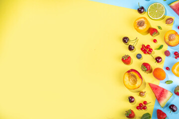 Summer  fruit and berry flatlay