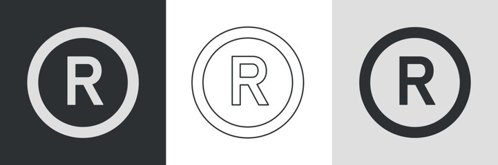 Trademark registration icon set. Inversion sign. Vectror illustration