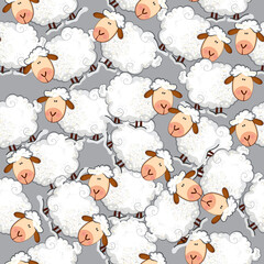 Funny cartoon sheep seamless background. Background vector print.Decoration for greeting card or print. Abstract sign for mug,t-shirt,phone case. Ideal for printing, posters, textiles.