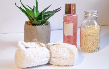 Spa composition with home hygiene and body care products.