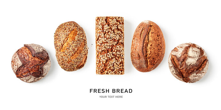 Fresh bread collection and creative layout