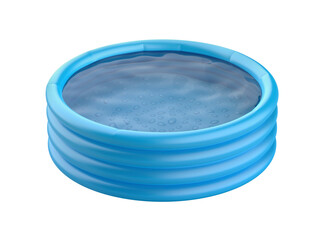 Blue inflatable pool on transparent background