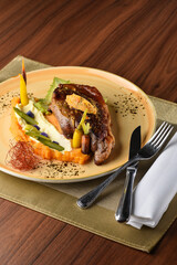 Premium Beef steak with vegetable.