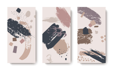 A set of universal handmade cards. Design of leaflets, posters, posters, invitations, brochures. Artistic creative templates. Abstract modern style