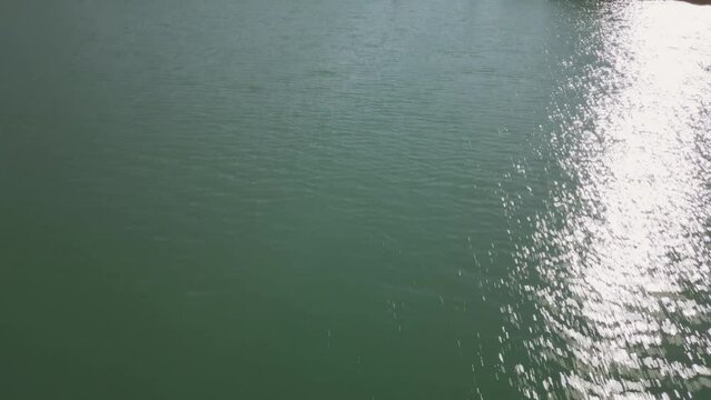 A drone shot from Cingoli lake (Castreccioni). A little town of Italy that has an artificial lake