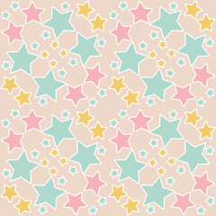 Pink starry sky seamless pattern, background with star for wrapping paper